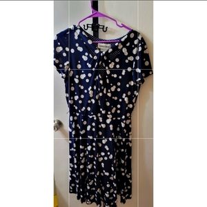 Navy polkadot swing dress